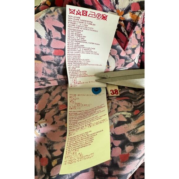 Marni 100% Silk Blouse Top with Tie Neck and 3/4 Sleeves - size EU 38 - Picture 6 of 8